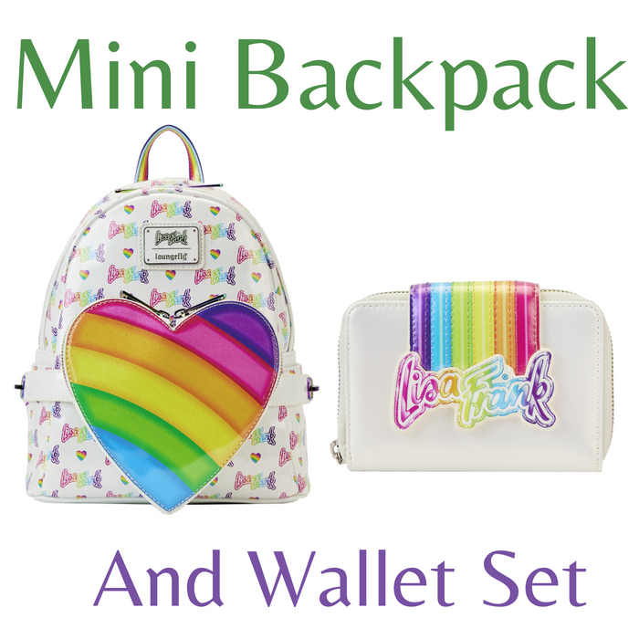 Loungefly Lisa Frank Logo Heart Detachable Rainbow Bag Mini