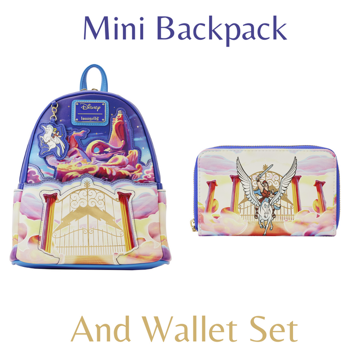 Loungefly Disney Hercules Mount Olympus Golden Gates Mini Backpack And Wallet Bundle