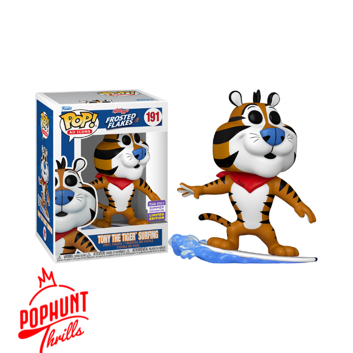 Tony the Tiger Surfing #191 2023 Summer Convention Limited Edition Funko Pop! Ad Icons Kelloggs Frosted Flakes