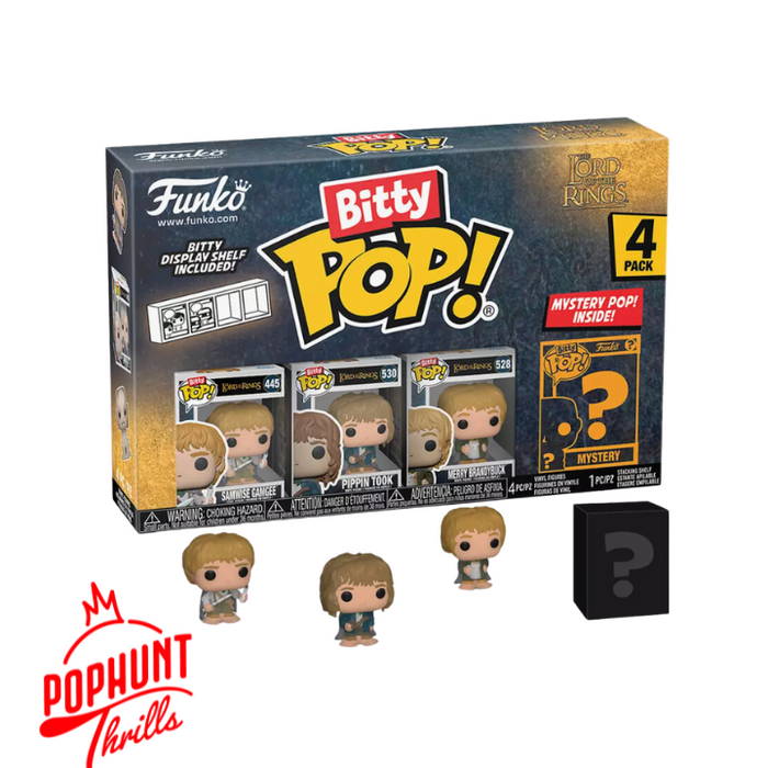 Funko Bitty POP! Lord of the Rings Vinyl Figure Set 4-Pack (Samwise Gamgee, Pippin Took, Merry Brandybucks, Mystery Pop!)
