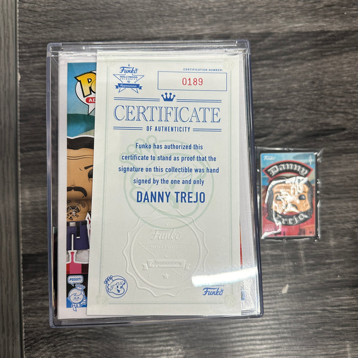 **Signed**Danny Trejo #229 Funko Hollywood Celebrity Appearance Funko Pop! Ad Icon With Pin