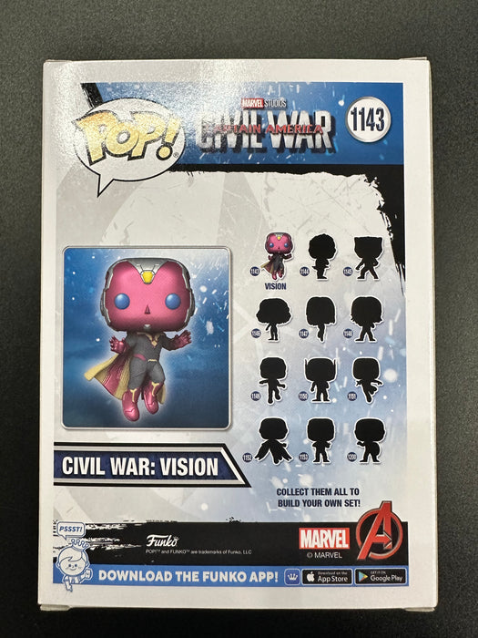 ***Signed***Civil War: Vision #1142 Amazon Exclusive Funko Pop! Marvel Studios Captain America Civil War