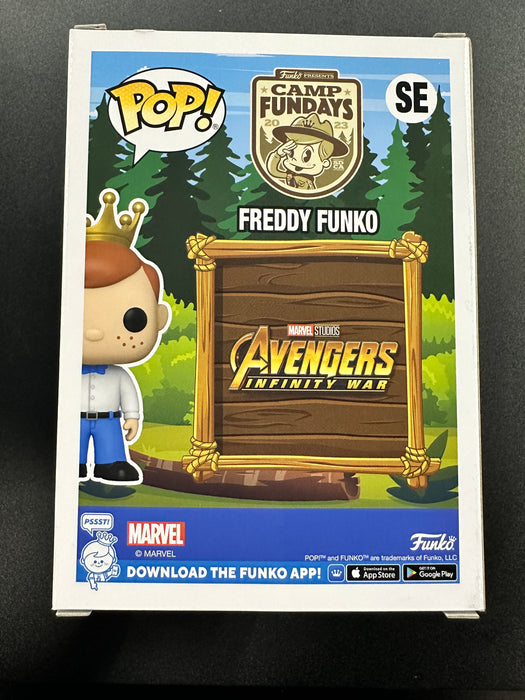 Freddy Funko As Captain America #SE Metallic 2023 Camp Fundays (2000 Pcs) Online edition Funko Pop! Camp FunDays