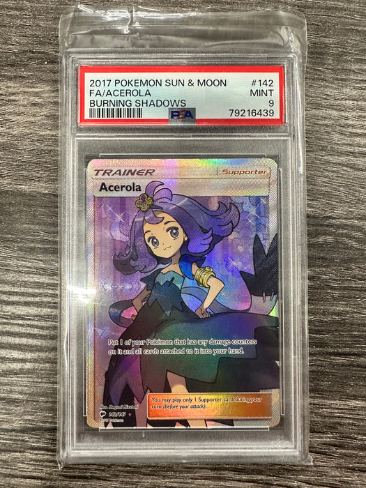 Acerola 142/147 2017 Pokemon Sun & Moon Pokemon Card PSA Mint 9