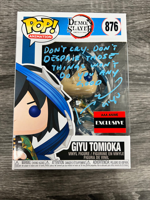 ***Signed***Giyu Tomioka #876 AAA Anime Exclusive Funko Pop! Animation Demon Slayer
