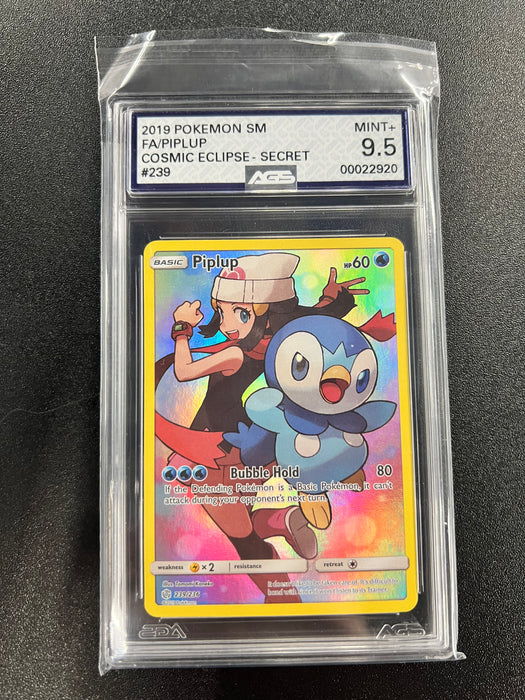 Piplup 239/236 Cosmic Eclipse Pokemon Card AGS Mint 9.5