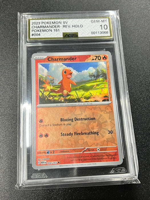 Charmander 004/165 SV Pokemon Card AGS Mint 10