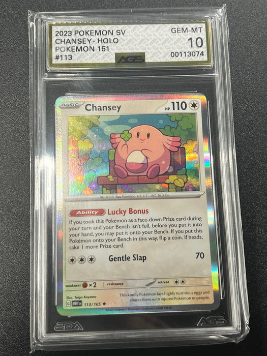 Chansey 113/165 SV Pokemon Card AGS Mint 10