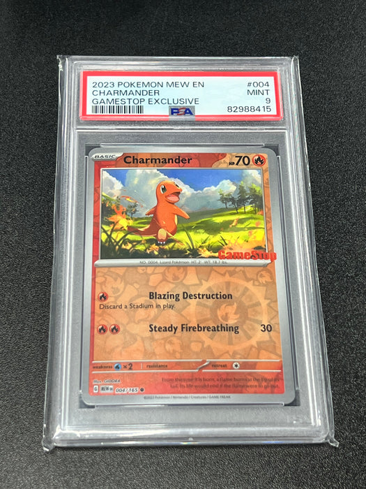 Charmander 004/165 Mew En Gamestop Exclusive Pokemon Card PSA Mint 9