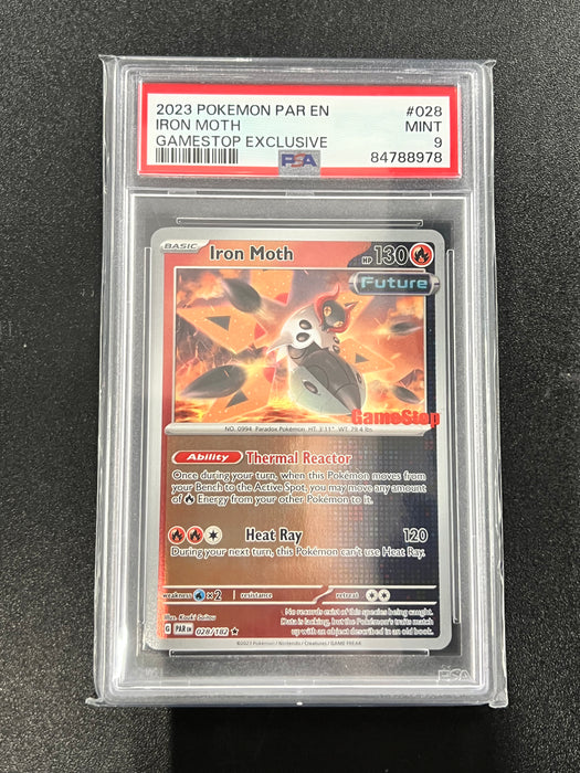 Iron Moth 028/182 PAR EN Gamestop Exclusive Pokemon Card PSA Mint 9