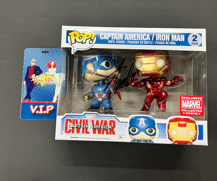 ***Signed*** Captain America/ Iron Man (2-Pack) Exclusive Marvel Collector Corps Funko Pop! Marvel Captain America Civil War