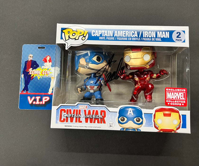 Signed Captain America Iron Man 2 Pack Exclusive Marvel Colle Pop Hunt Thrills