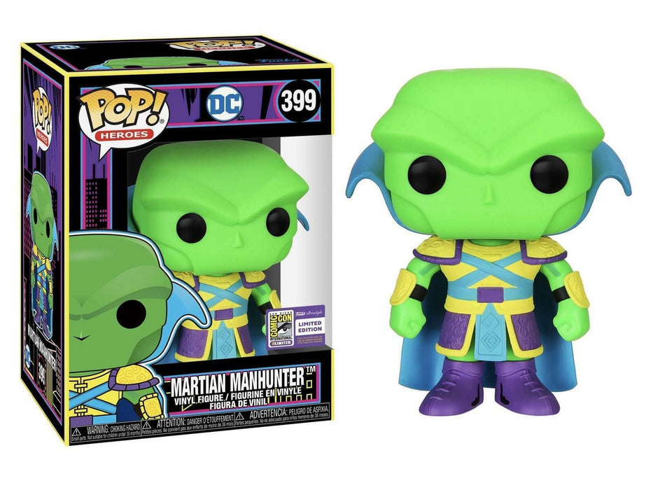 Martian Manhunter #399 2023 San Diego Comic Con Limited Edition Black Light Funko Pop! Heroes DC