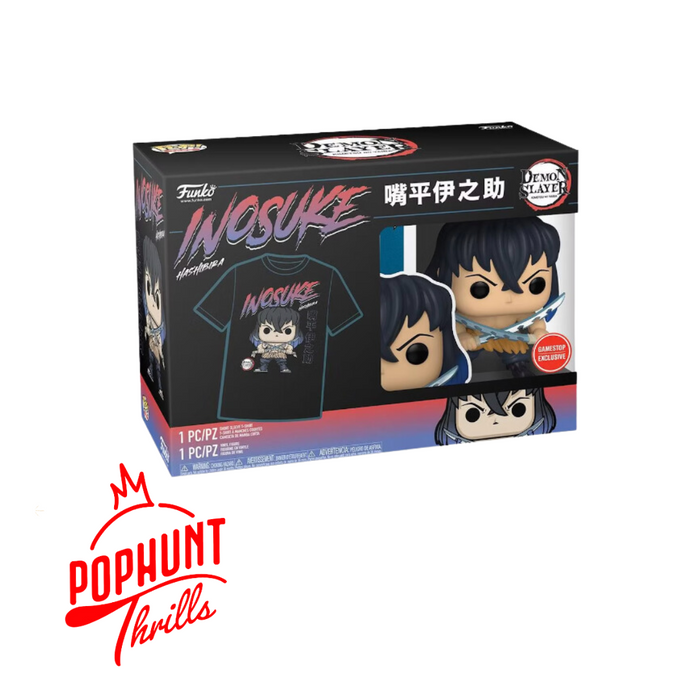 Inosuke Hashibira (Unmasked) Gamestop Exclusive Funko POP! And Tee Box Set 2XL