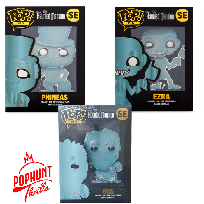 The Haunted Mansion Gus  #SE, Phineas #SE, And Ezra #SE Funko Pop Pin Bundle Of 3