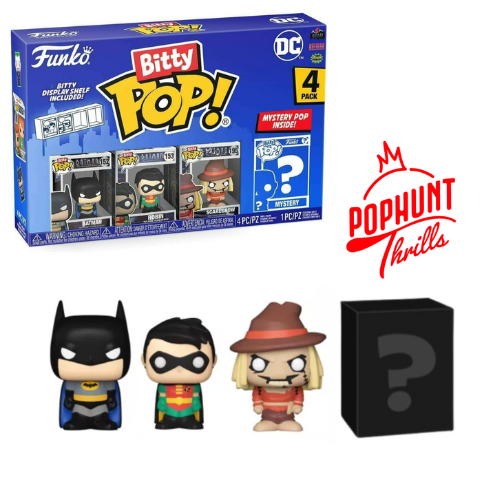 Batman / Robin / Scarecrow / Mystery (4-Pack) Series 1 Funko Pop! Bitty Dc