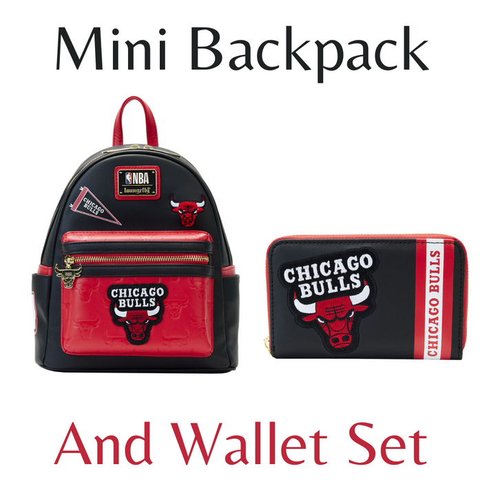 Loungefly NBA Chicago Bulls Patch Icons Mini Backpack And Wallet Bundle