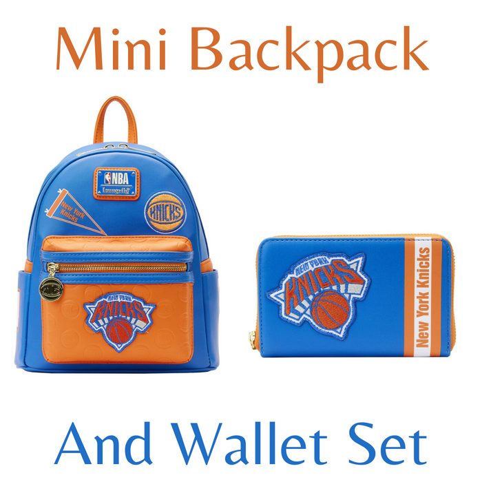 Loungefly NBA New York Knicks Patch Icons Mini Backpack And Wallet Bundle