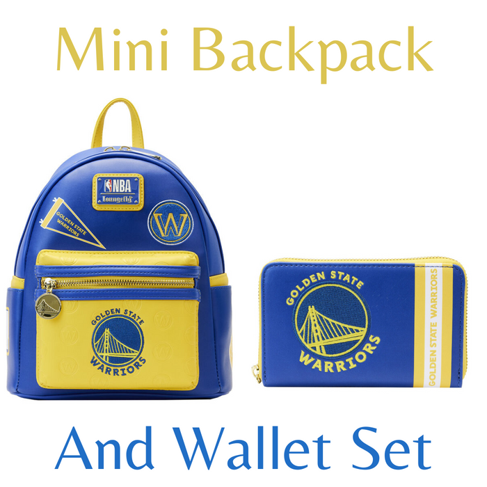 Loungefly NBA Golden State Warriors Patch Icons Mini Backpack And Wallet  Bundle