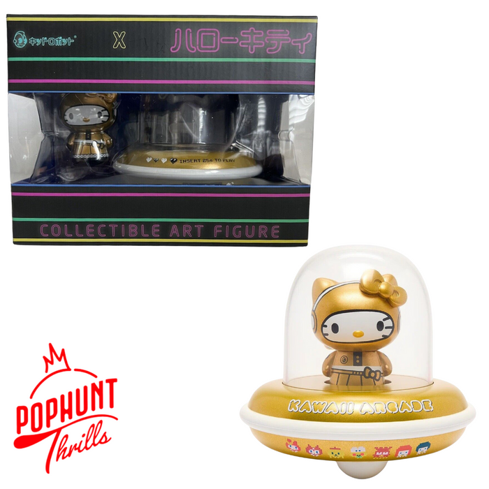 Hello Kitty Sanrio 2023 San Diego Comic Con Exclusive  (1/400 Pcs) UFO White Gold Vinyl Figure KidRobot