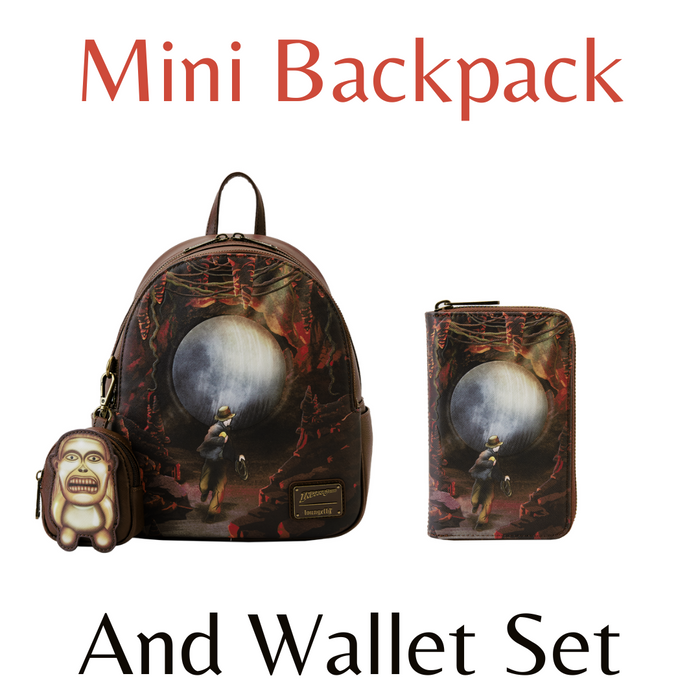 Loungefly Indiana Jones Raiders of the Lost Ark Mini Backpack with Coin Purse and Zip Around wallet