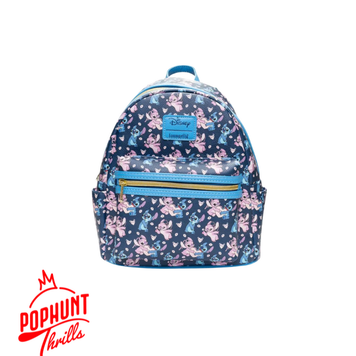 Loungefly Disney Lilo & Stitch Angel and Stitch Hearts Mini Backpack - EE Exclusive