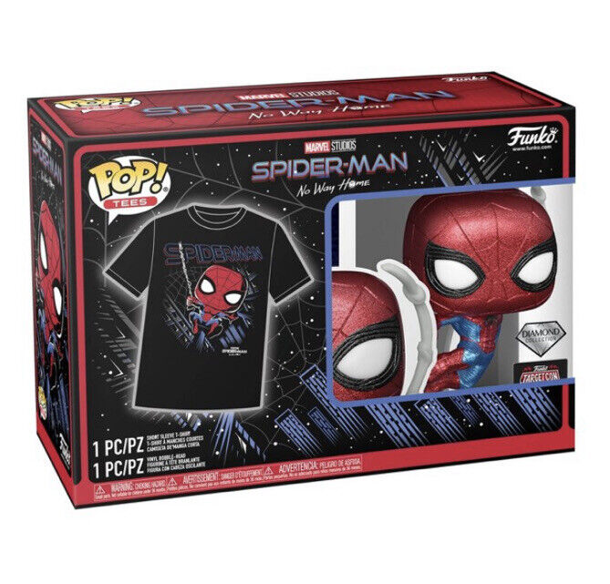 Funko POP and Tee: Spiderman No way home Vinyl Figure & T-Shirt Diamond Collection Target Con Exclusive 2023