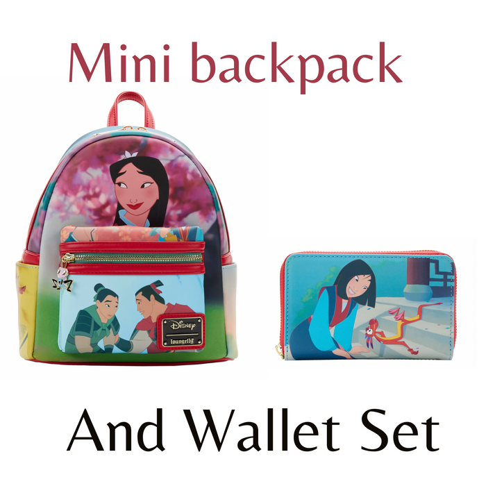 Loungefly Disney Mulan Princess Scene Mini Backpack & Wallet Bundle