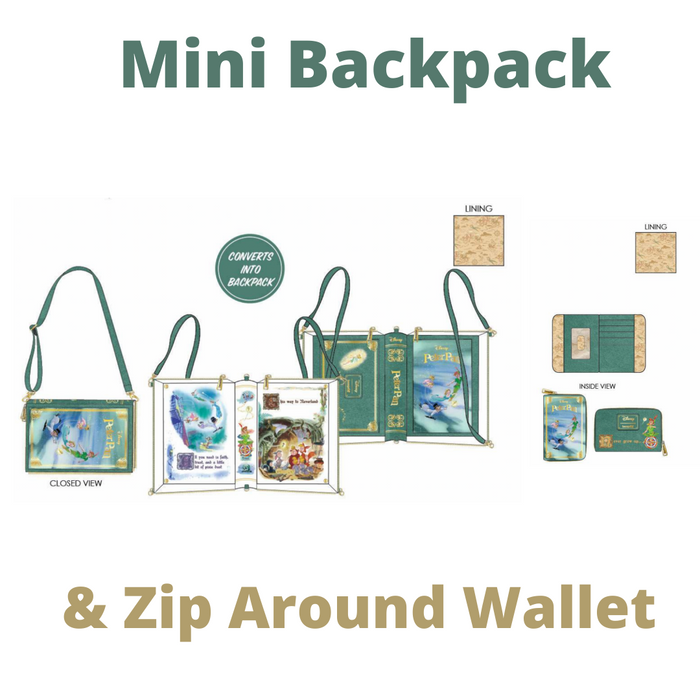 Loungefly Disney Peter Pan Book Series Mini Backpack & Wallet Bundle