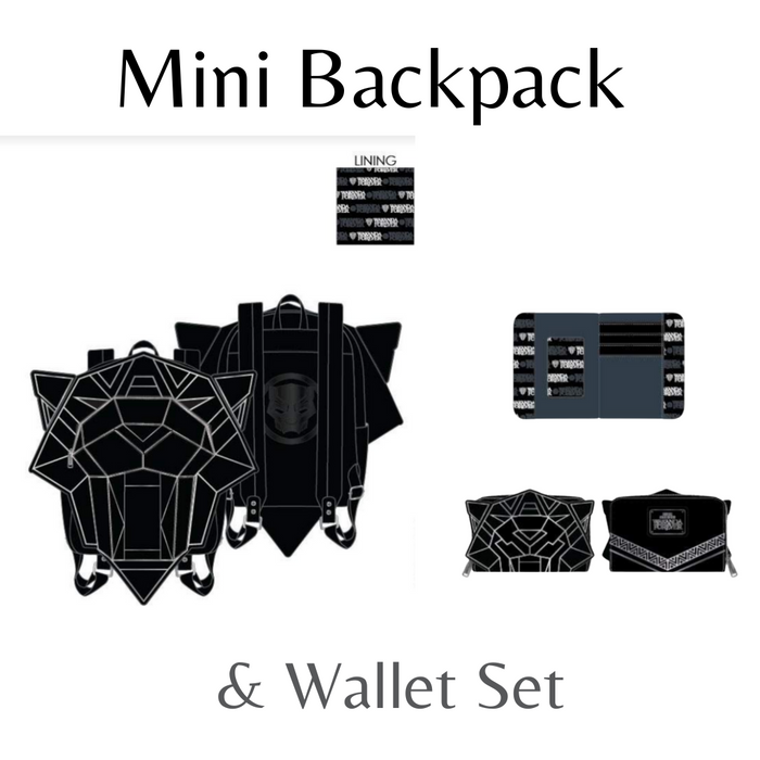 Loungefly Marvel Black Panther Wakanda Forever Mini Backpack & Wallet Bundle