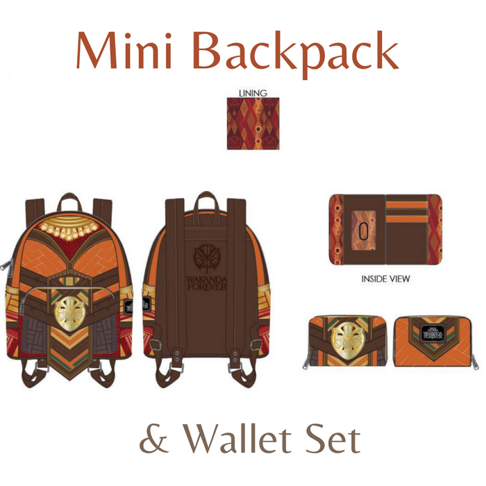 Loungefly Marvel Black Panther Okoye Cosplay Mini Backpack & Wallet Bundle