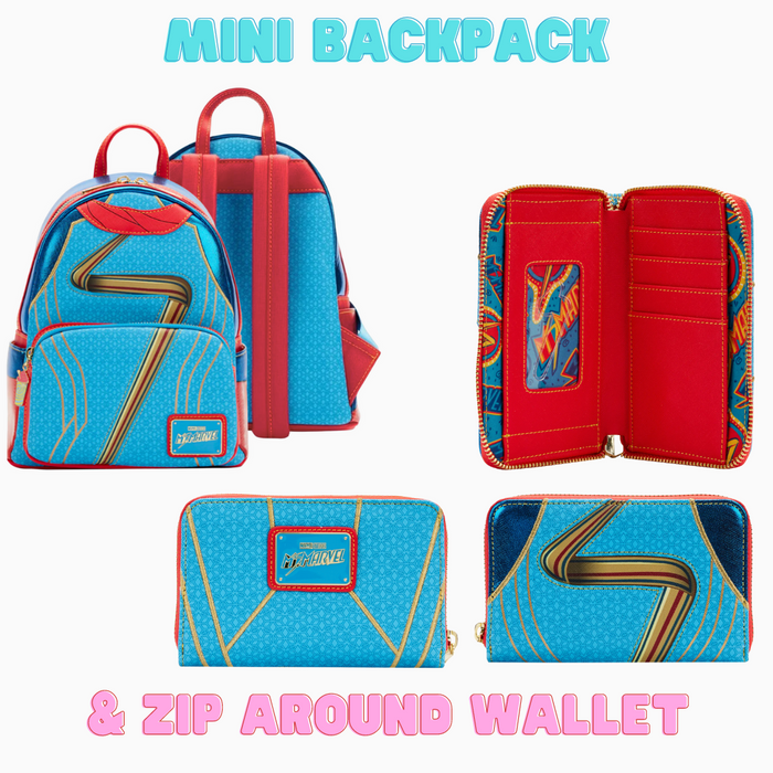 Loungefly Marvel Ms Marvel Cosplay Mini Backpack & Zip Around Wallet Bundle