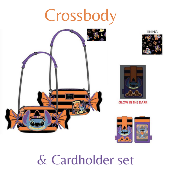 Loungefly Disney Lilo & Stitch Striped Halloween Candy Crossbody And Wallet Set