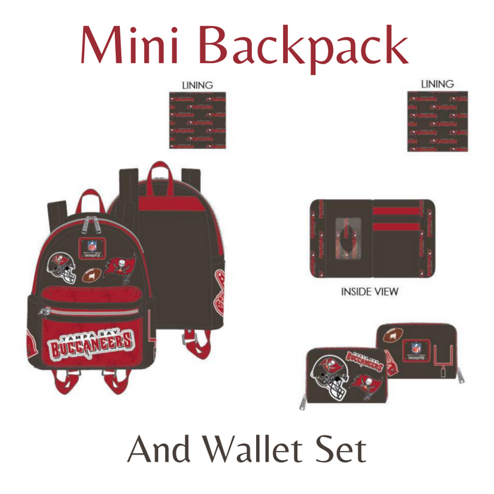 Loungefly NFL Tampa Bay Buccaneers Patches Mini Backpack & Wallet Bundle