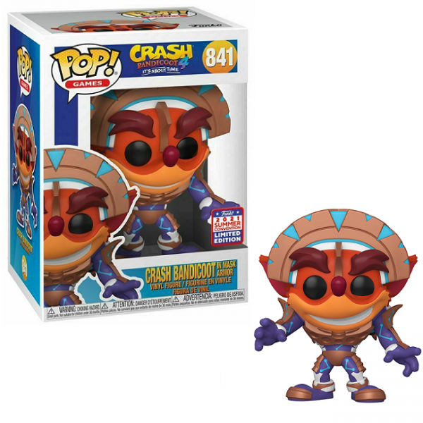 Crash Bandicoot In Mask Armor #841 Funko 2021 Summer Convention Limited Edition Funko Pop! Games Crash Bandicoot 4 It's About Time