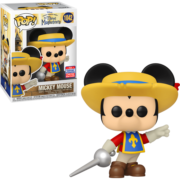 Mickey Mouse #1042 Funko 2021 Summer Virtual Funkon Limited Edition Funko Pop! Disney Mickey-Donald-Goofy The Three Musketeers