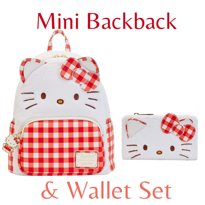 Loungefly Sanrio Hello Kitty Gingham Cosplay Mini-Backpack & Wallet Bundle