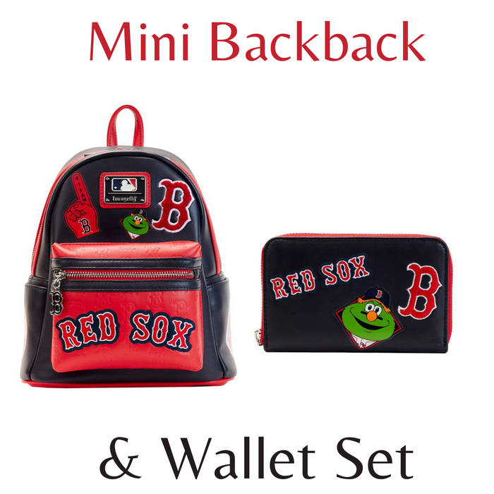 Loungefly Boston Red Sox Patches Mini Backpack And wallet Bundle