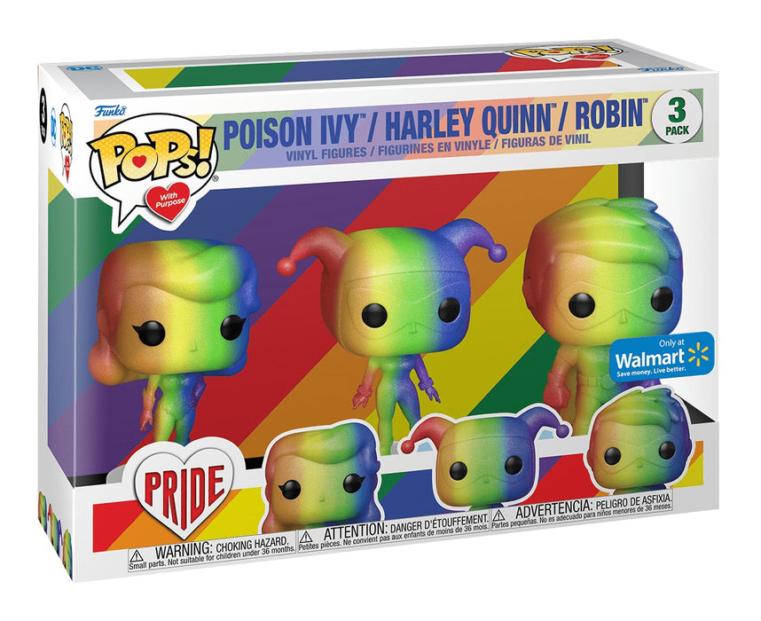 Poison Ivy, Harley Quinn/ Robin 3-pack Only @ Walmart Funko Pop! With Purpose Pride DC Super Heroes