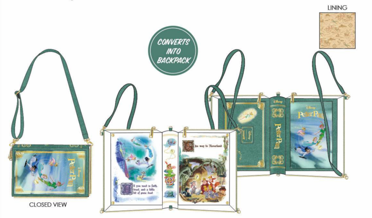 Loungefly Disney Peter Pan Book Series Convertible Mini Backpack
