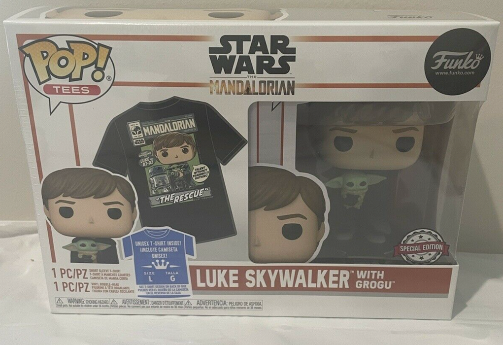 Luke Skywalker With Grogu Special Edition #482 Pop & Tee Funko Pop! Star Wars The Mandalorian