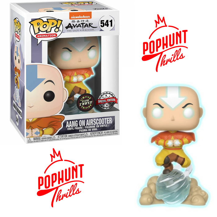 Aang On AirScooter #541 Special Edition Sticker Limited Edition Glow Chase Funko Pop! Animation Avatar The Last Airbender